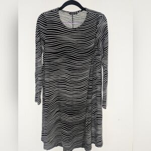 Marimekko Women's Salakka striped jersey dress long sleeve black white Size XXS